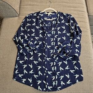41 Hawthorn Dark Blue Hummingbird Office Work Casual Career Top Size Medium